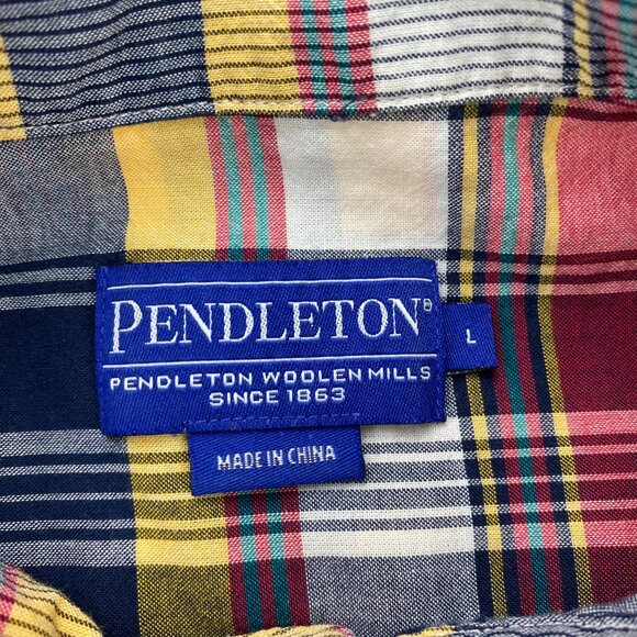 Pendleton Shirt Men Large L Plaid Multicolor Button Up Polo Short Sleeve Casual - Picture 4 of 7
